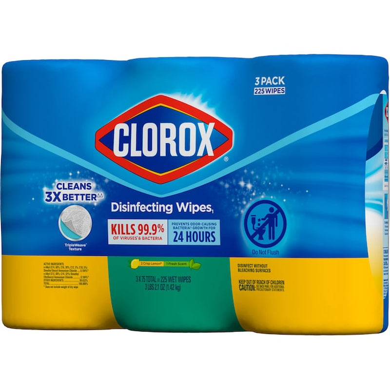 225-Count Crisp Lemon and Fresh Scent Disinfectant Wipes All-Purpose Cleaner (3-Pack)